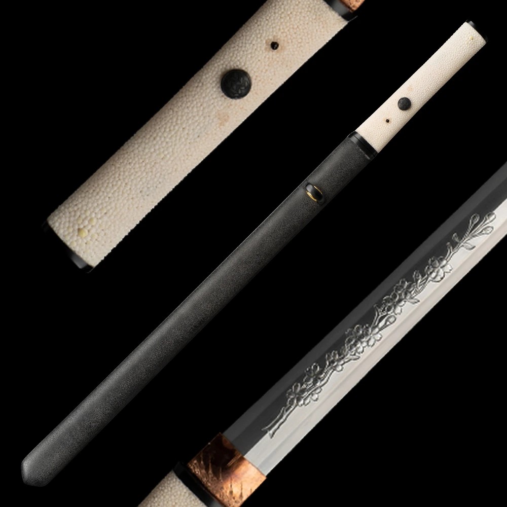 foto Japan Swords Aichi Wakizashi Tamahagane Flower Horimono s oboustrann�m hamonem Suguha